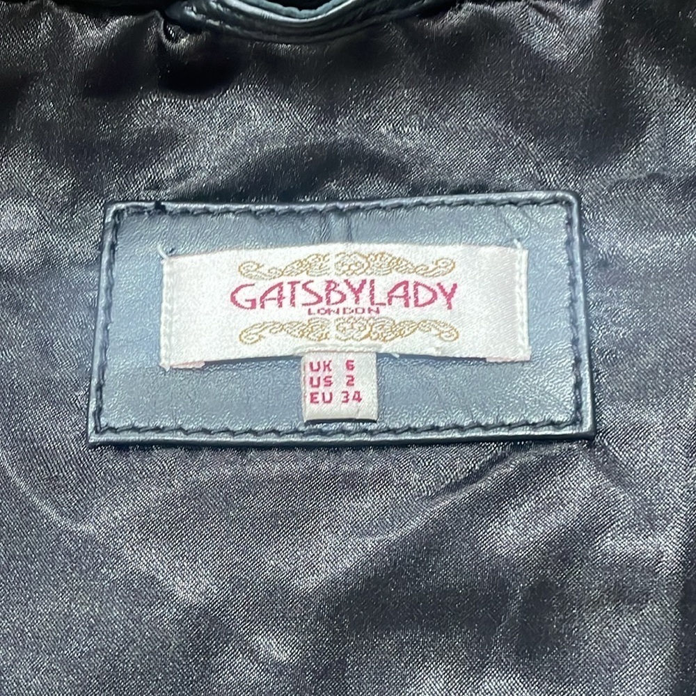 GatsbyLady London Limited Edition Black 100% Lambs Leather Moto Jacket size 2 - Picture 7 of 11